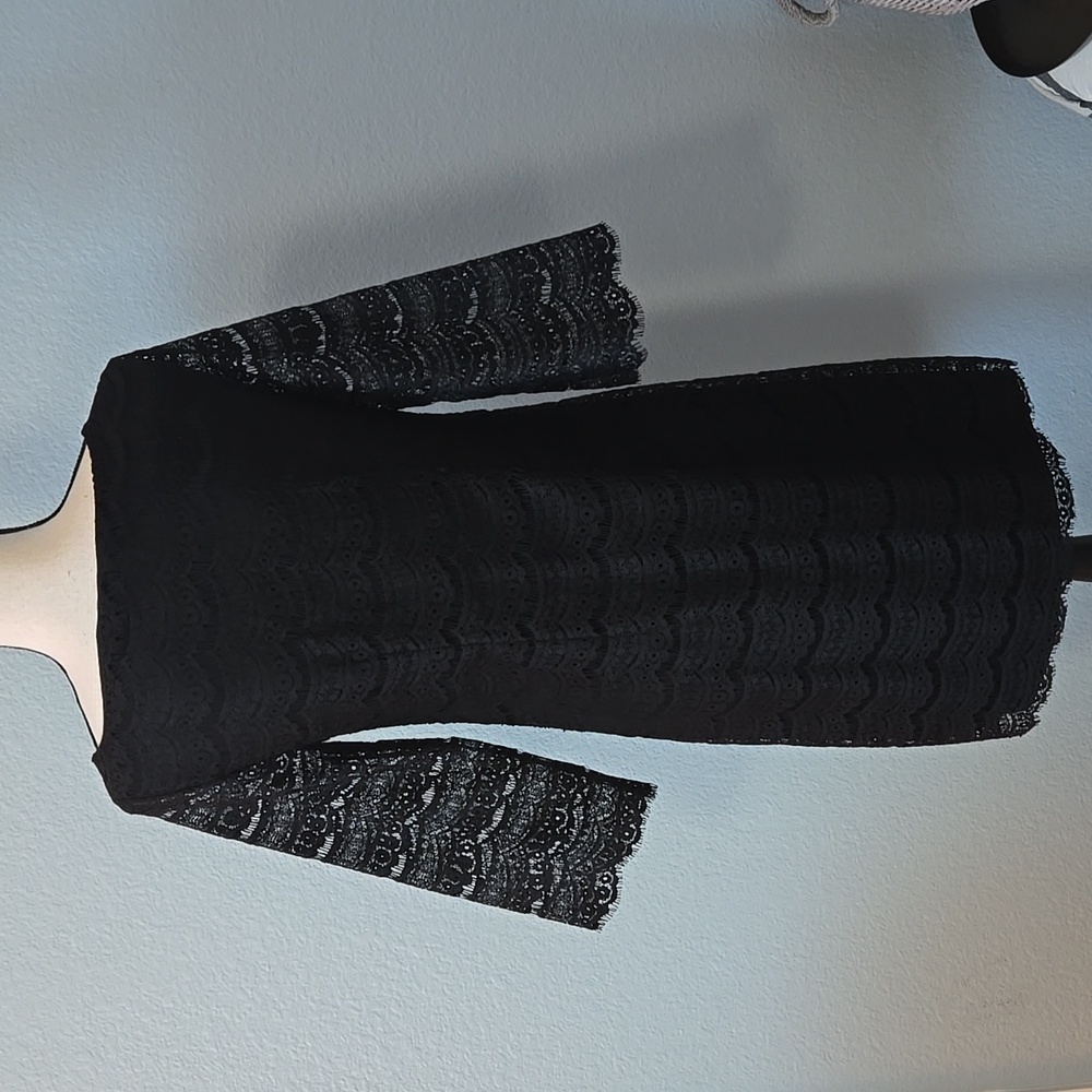 WHBM Scalloped Victorian Lace 3/4 Sleeve Midi Dress Lined Size Small - Picture 9 of 15